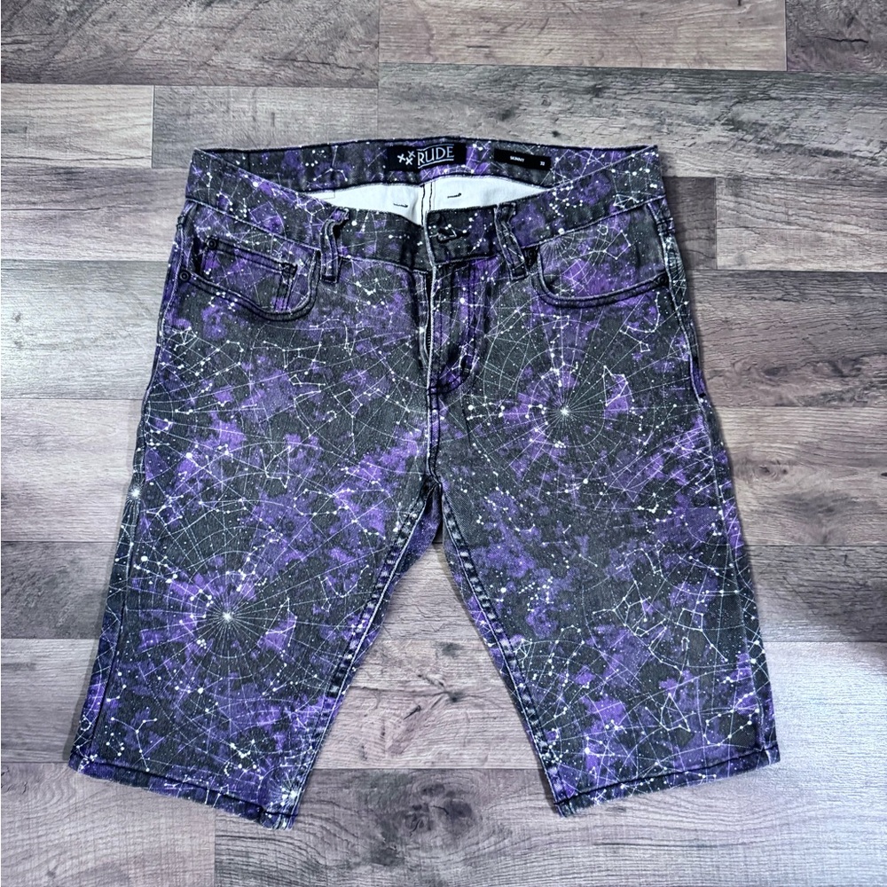 RUDE Purple & Black Galaxy Skinny Jeans